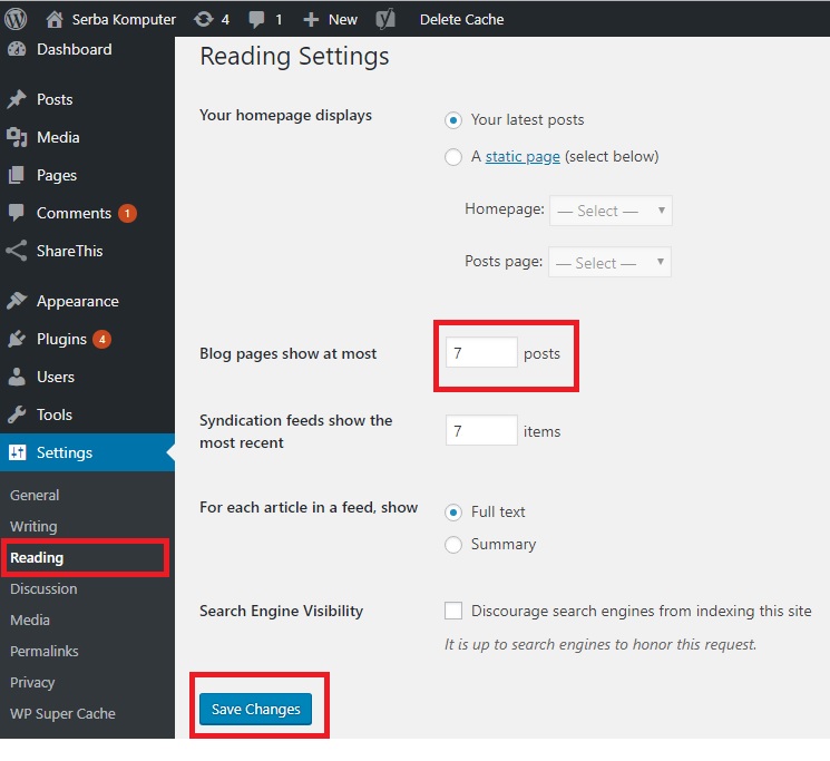 pengaturan dasar pada WordPress