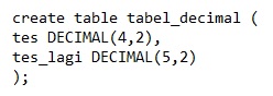 Tipe Data Decimal Pada MySQL