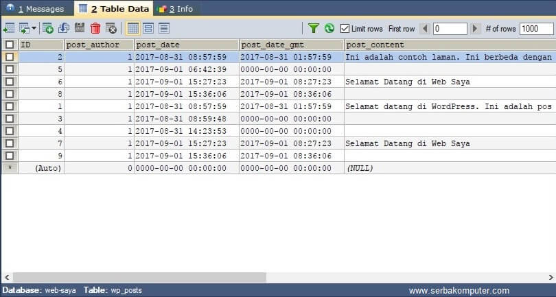 Struktur Database WordPress