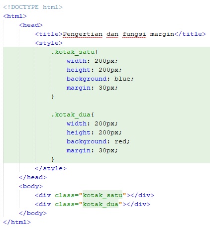 pengertian dan fungsi margin pada CSS