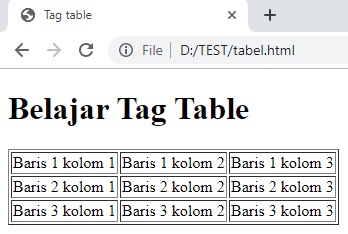 cara membuat tabel pada HTML